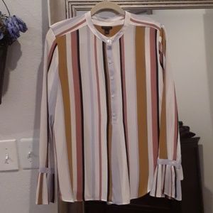 Ann Taylor large multi-colored stripe blouse